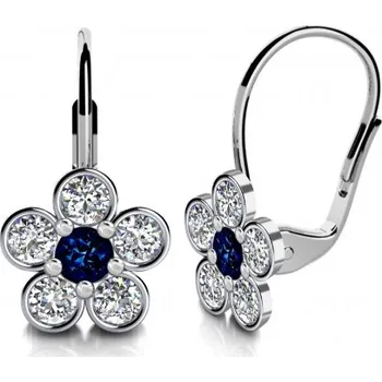 Náušnice Couple, Drobné květinové náušnice Briony II, bílé zlato se zirkony, 585-68-3-0331.1B00.0.00.102.07