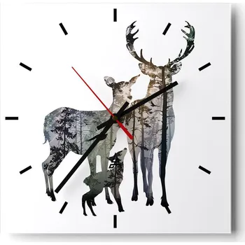 Hodiny Velké nástěnné hodiny 40x40 cm Zvířata Skleněné tiché hodiny