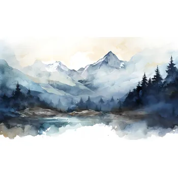 Fototapeta Fototapeta PRO DĚTI Hory Akvarel Stromy 368x254 cm