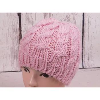 Čepice OSTATNÍ Čepice zimní pletená dámská / dívčí sv. růžová