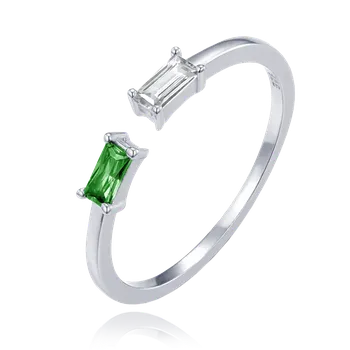 Prsten Moonlit Jemný stříbrný prsten s dvojitým zirkonem zelený Velikost prstenu: 56