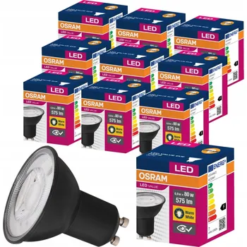 Žárovka 10x LED žárovka GU10 6,9W = 50W 2700K Černá OSRAM