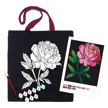 Nákupní taška Bavlněná taška s motivem pro pomalování 38x42cm – Jemná pivoňka (Bavlněná taška s motivem pro pomalování 38x42cm – Jemná pivoňka)