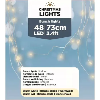 Vánoční dekorace Sada světýlek provázek teplá bílá micro 48 LED 73 cm
