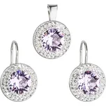 Sada šperků s krystaly Swarovski náušnice a přívěsek fialové kulaté 39107.3