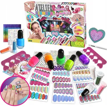 kreativní sada VELKÁ SADA NA MALOVÁNÍ NEHTŮ S BROKÁTEM A SAMOLEPKY