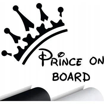 Samolepicí dekorace na vozidlo NÁLEPKA na auto PRINCE ON BOARD KSIĄŻĘ 11x15