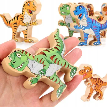 ostatní stavebnice Puzzle dřevěné skládanka Jenga Dinosauři