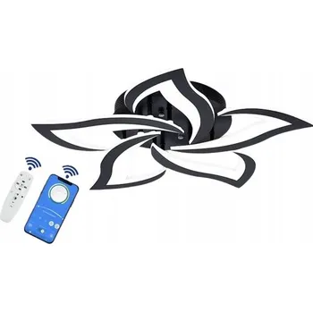 LED stropní svítidlo Loti, 10 okvětních lístků, černé, ve tvaru květu lotosu + dálkový ovladač