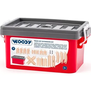 Vláček a vláčkodráha Woody Train Set Extension Kit 20 ks