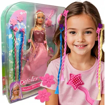 Panenka PANENKA LUCY PRINCEZNA V BÁLOVÝCH ŠATECH DEFA PŘÍČESKY COPÁNKY S PRAMÍNKY