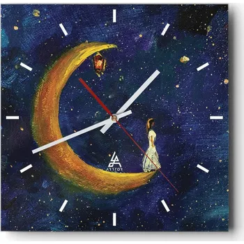 Hodiny Velké nástěnné hodiny 40x40 Fantasy Skleněné hodiny Čtvercové Tiché