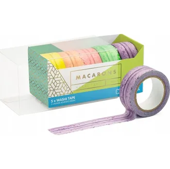 DEKORAČNÍ PÁSKY Makronky 5 ks Washi Tape Mustard