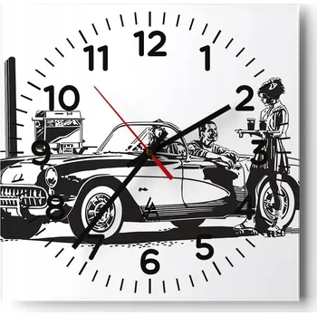 Hodiny Kuchyňské nástěnné hodiny 30x30 Auto Skleněné hodiny do obýváku Moderní Tiché