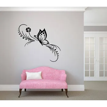 Samolepící dekorace Samolepka na zeď MOTÝL ORNAMENT KVĚTINY dekorace