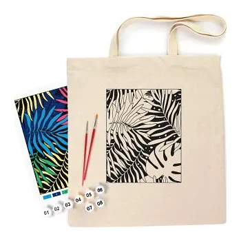 Bavlněná taška s motivem pro pomalování 38x42cm – Listy (Bavlněná taška s motivem pro pomalování 38x42cm – Listy)