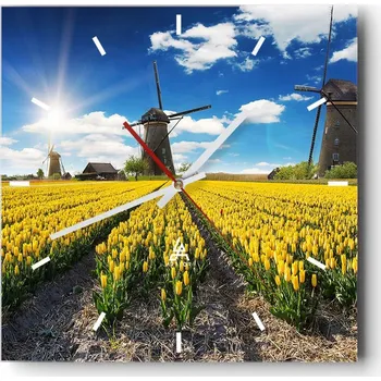 Hodiny Velké nástěnné hodiny 40x40 Krajina Skleněné hodiny Tiché