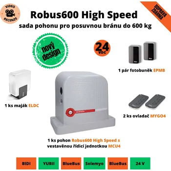 Robus600 HI-SPEED Wi-Fi IoT - sada rychlého pohonu pro posuvnou bránu do 600kg