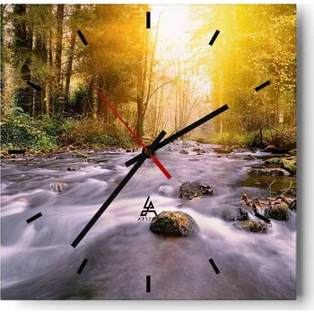 Hodiny Velké nástěnné hodiny 40x40 Krajina Skleněné hodiny Tiché