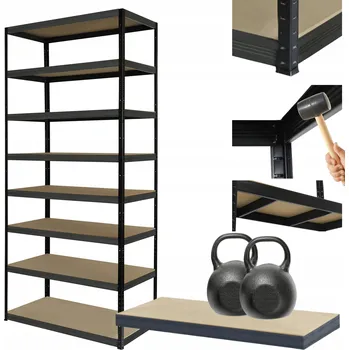Dílenský regál Kovový regál skladový stojan HELIOS 270x90x50cm 8 polic x 275kg, kombinovatelný