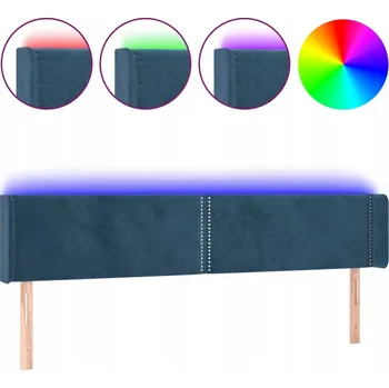 Čelo postele LED sametové tmavě modré 163x16x78/88 cm