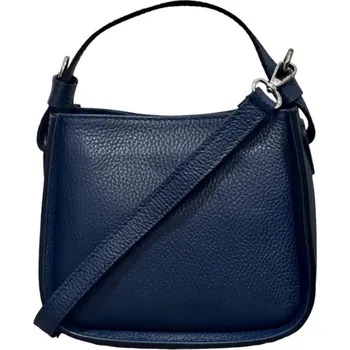 Kabelka Vera Pelle luxusní dámská menší kožená kabelka modrá 2133 dk D24 malá