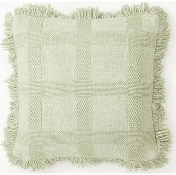 Povlak na polštářek Povlak na polštář Kaspar s kostkovaným vzorem a třásněmi, 45x45 cm, boho styl