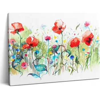 Obraz Fotoobraz na plátně do obývacího pokoje Krásný potisk Květiny vlčí máky na louce