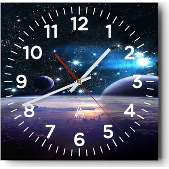 Hodiny Kuchyňské nástěnné hodiny 30x30 Kosmos Skleněné hodiny do obýváku Moderní Tiché