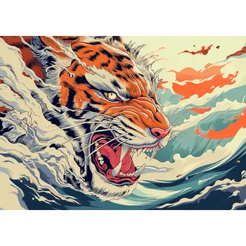 Plakát Plakát Tygr na vlně bez rámu 29,7 x 21 cm