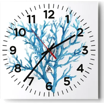 Hodiny Kuchyňské nástěnné hodiny 30x30 Korálovec Skleněné hodiny do obýváku Moderní Tiché
