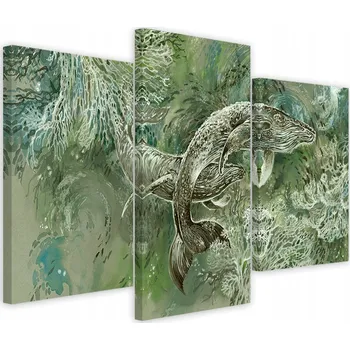 Obraz OBRAZ TRYPTYCH Velryba Moře Abstrakce 90x60