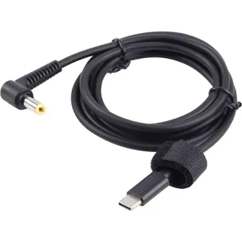 TopTechnology Nabíjecí kabel k notebooku PD 65W Typ-C na 5,5 x 2,5 mm jack, 1,5m, určený pro modely se stejným konektorem většiny výrobců a značek