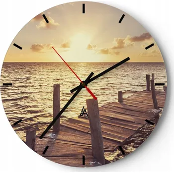 Hodiny Velké nástěnné hodiny 40x40 Krajina Skleněné hodiny Kulatý Tiché