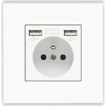 Elektrická zásuvka JEDNODUCHÁ ZÁSUVKA 2x USB A+A 16A PLASTOVÁ PC