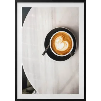 Obraz Závěsný obraz rámeček černé barvy Šálek kávy se srdíčkem 70x100 cm