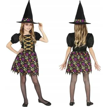 Karnevalový kostým KOSTÝM HALLOWEENSKÁ ČARODĚJNICE ČARODĚJNICKÝ OBLEK HALLOWEEN KARNEVAL 146