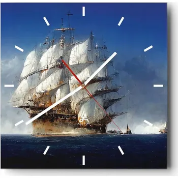 Hodiny Velké nástěnné hodiny 40x40 Ocean Skleněné hodiny Čtvercové Tiché