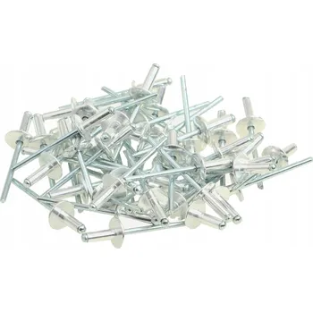Nýt TRHACÍ HLINÍKOVÉ NÝTY s VELKOU HLAVOU 4.8 x 10 mm 50 kusů ZVĚTŠENÉ / S ROZŠÍŘENOU HLAVOU