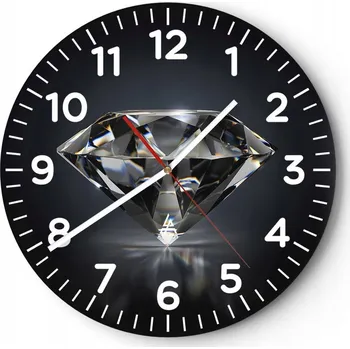 Hodiny Nástěnné hodiny do obýváku 40x40 Diamant Kulatý Skleněné hodiny Loft Tiché