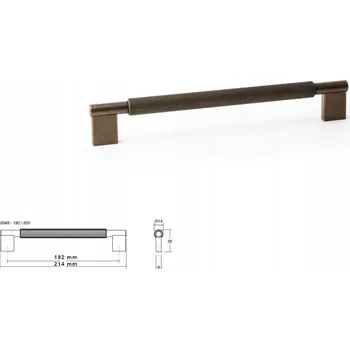 Nábytkové kování Nábytková úchytka VIEFE ARPA 0583 rozteč 192 mm, délka 214 mm, rustikální mosaz