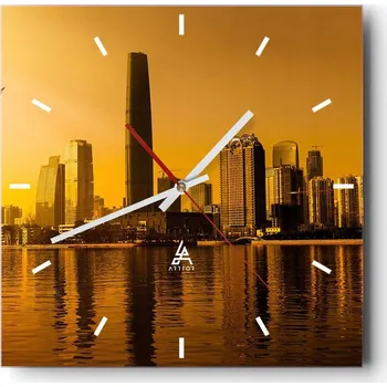 Hodiny Velké nástěnné hodiny 40x40 Krajina Skleněné hodiny Tiché