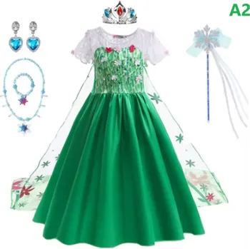 Dívčí šaty Frozen (Ledové království) Dívčí zelené šaty - Elsa (Ledové království) s doplňky Varianta: A2, Velikost: 150 (9-10 let)