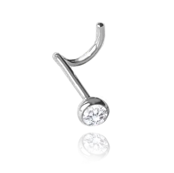 Souprava šperků MINET Stříbrný piercing do nosu s bílým zirkonem JMAN0406SE01