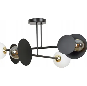 Závěsné stropní svítidlo MINERVA 4 černé zlaté bílé stínidlo koule geometrické