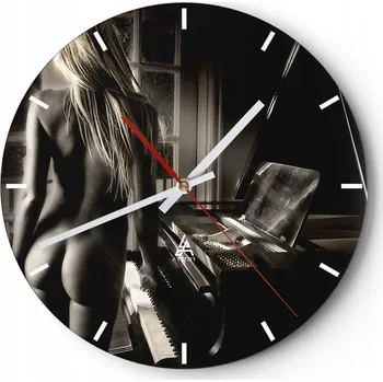 Hodiny Velké nástěnné hodiny na zeď 40x40 Žena Skleněné hodiny Kulatý Tiché