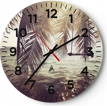 Hodiny Nástěnné hodiny do obýváku 40x40 Krajina Kulatý Skleněné hodiny Loft Tiché