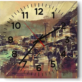 Hodiny Nástěnné hodiny do obýváku 40x40 Krajina Bezhluczne Skleněné hodiny Tiché