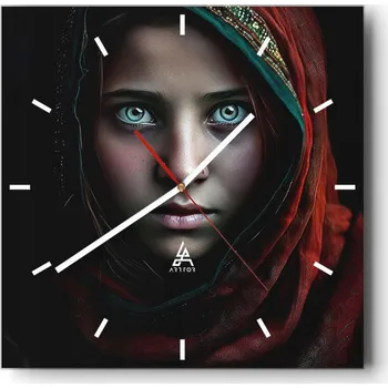 Hodiny Nástěnné hodiny do kuchyně 30x30 Dívka Stylové hodiny na skle Loft Tiché