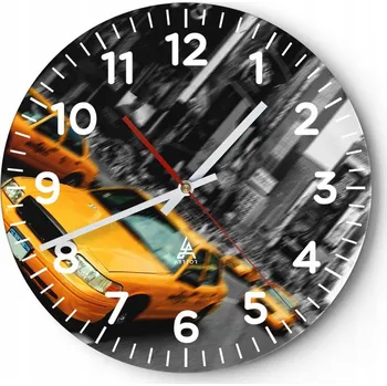 Hodiny Nástěnné hodiny do obýváku 40x40 Město Kulatý Hodiny na skle Loft Tiché